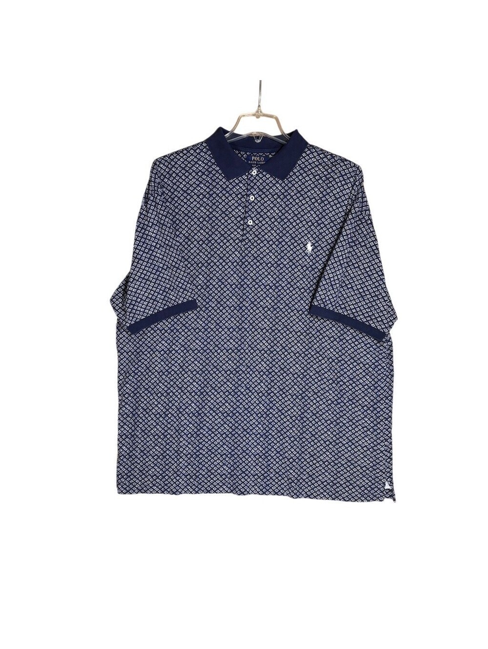 Polo Ralph Lauren Polo Shirt Mens XLT Blue White Foulard Print Classic Fit